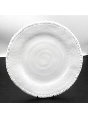 Tommy Bahama White Melamine 11 In. Dinner Plates Rope Edge Set of 4 Discontinued